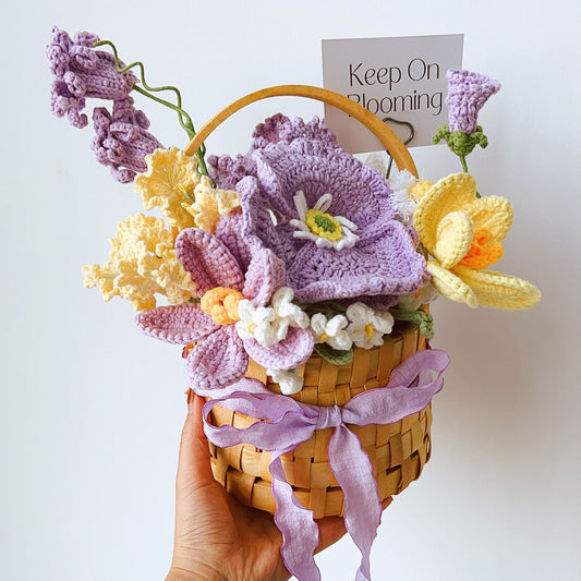 "Velvet Twilight" Dreamy Purple Everlasting Crochet Flower Basket