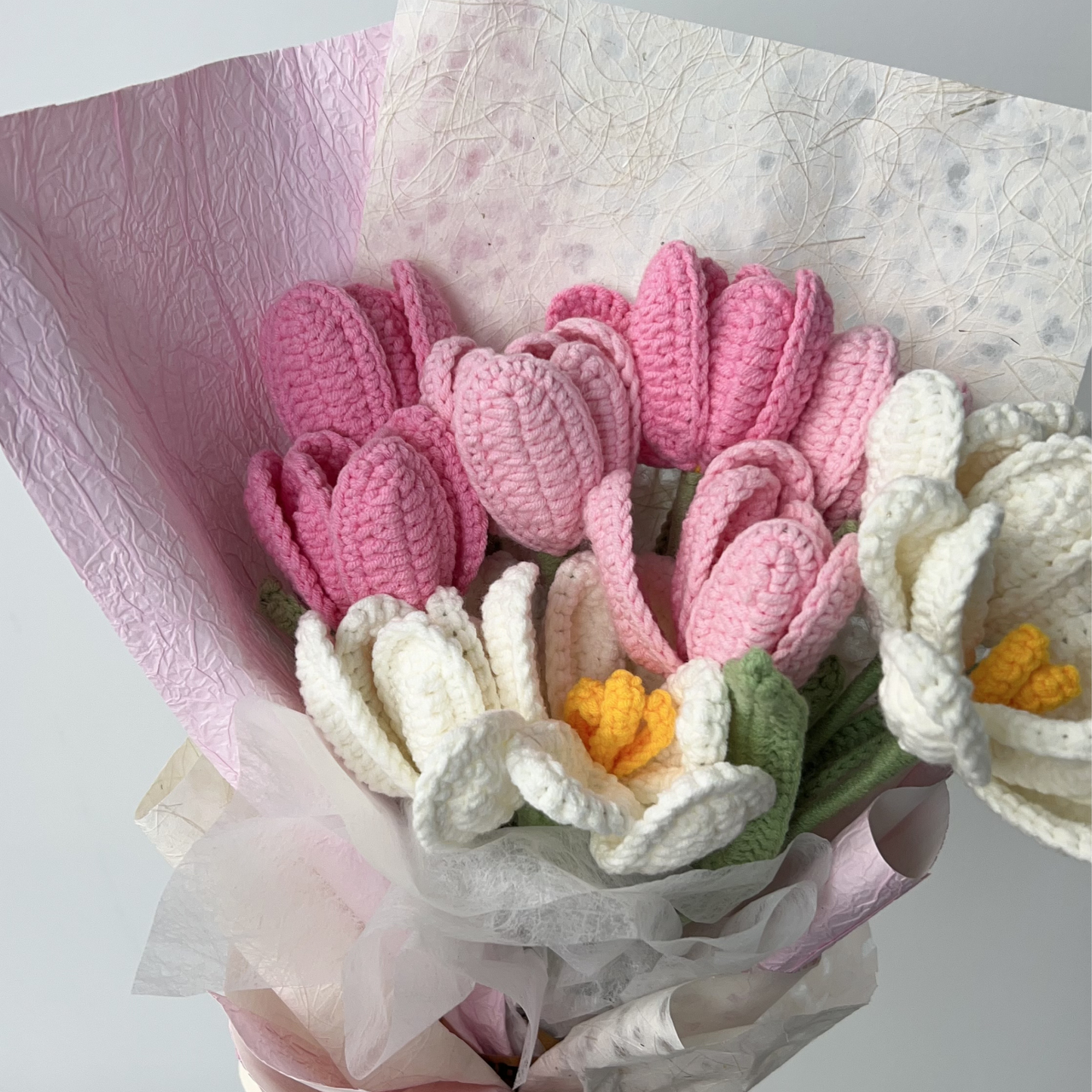 "Eternal Bloom" Hand-Crocheted Artisan Tulip Bouquet