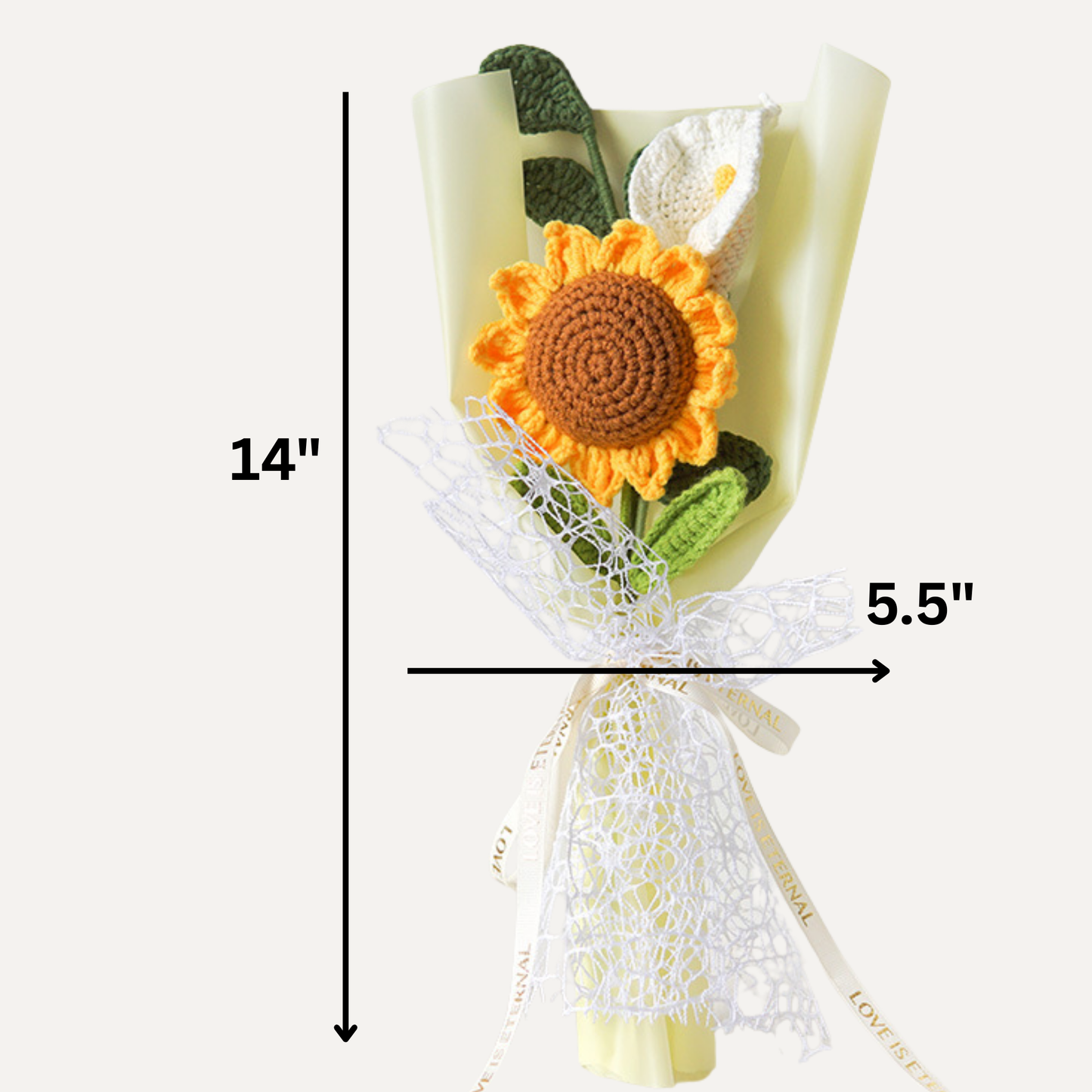The Golden Ray Bouquet - Hand-Knitted Crochet Sunflower & Calla Lily