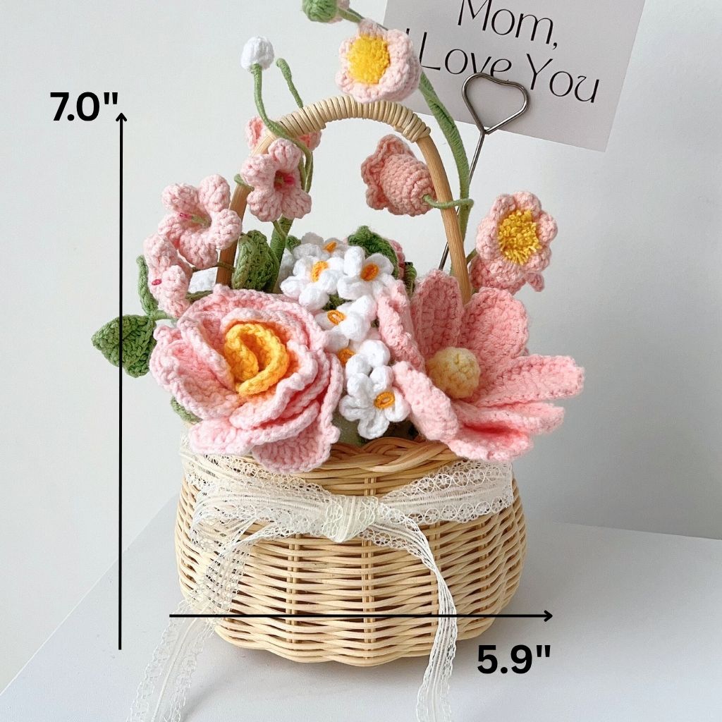 "Everlasting Love" Hand-Crochet Floral Basket