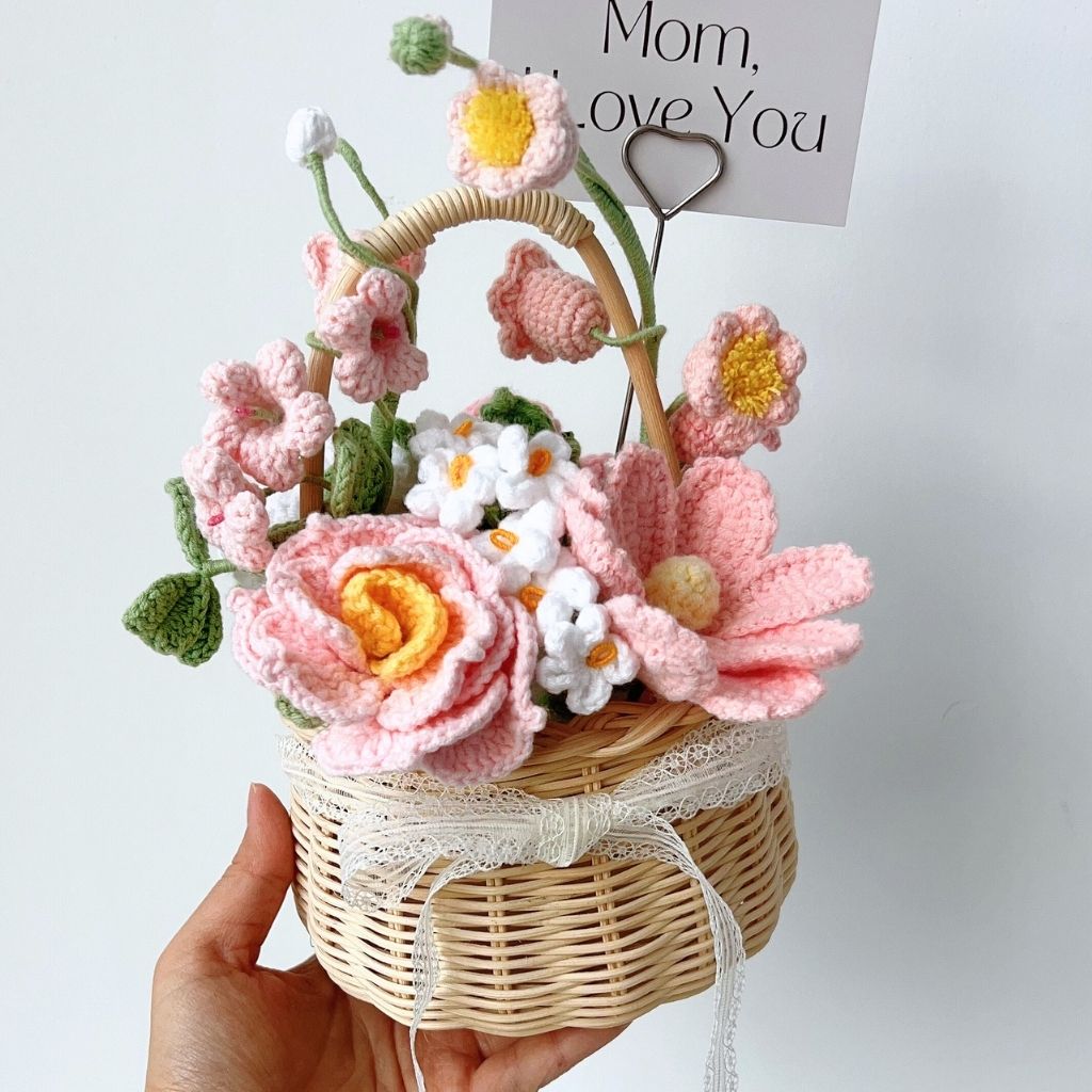 "Everlasting Love" Hand-Crochet Floral Basket