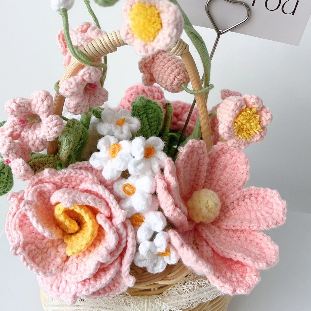 "Everlasting Love" Hand-Crochet Floral Basket