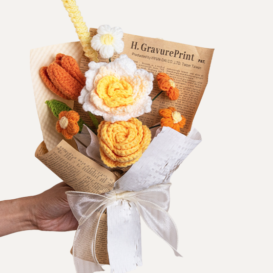 Handmade Crochet Mixed Lavender & Rose Bouquet - Everlasting Spring Floral Bouquet Gift