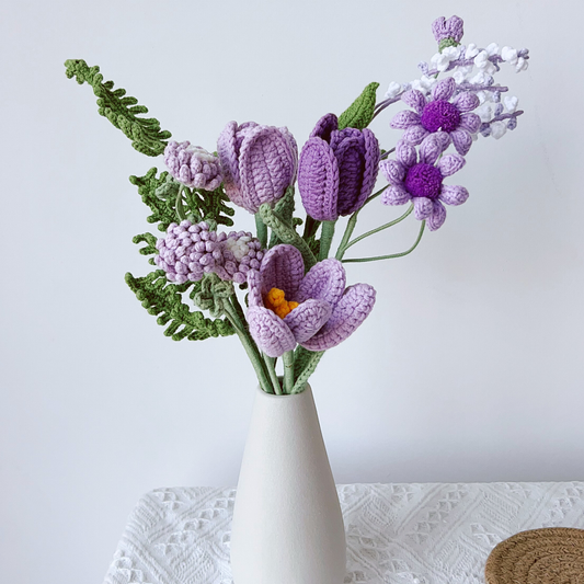 Design Your Own Purple Bouquet – Crochet Tulip,Lily of Valley, Lavender Bouquet