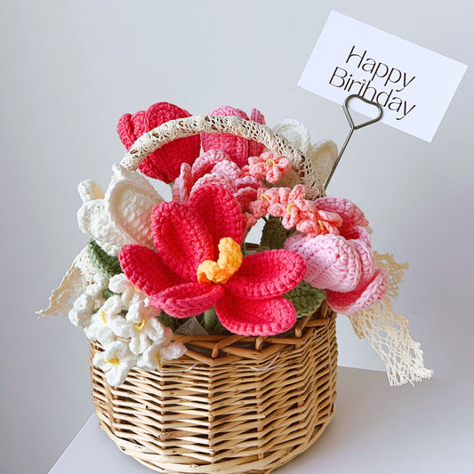 "Tulip Terrace" A Blooming Wish for Happiness Crochet Flower Basket