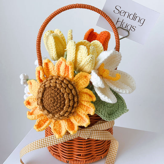 "Sending Sunshine" Cottagecore Sunflower Crochet Basket