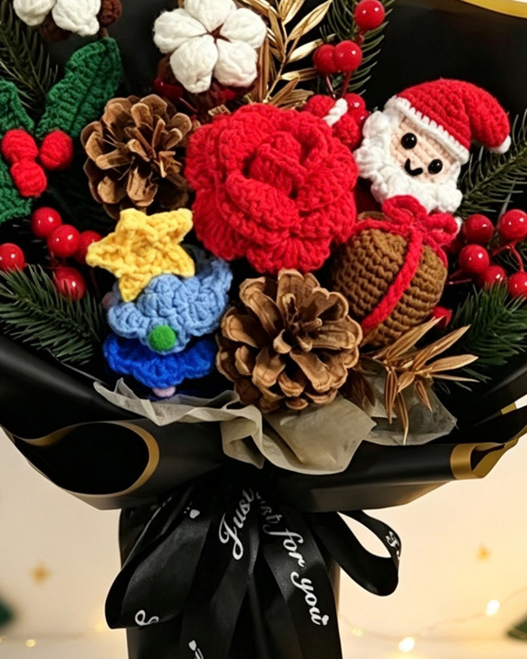 Christmas Reindeer Crochet Flower Bouquet