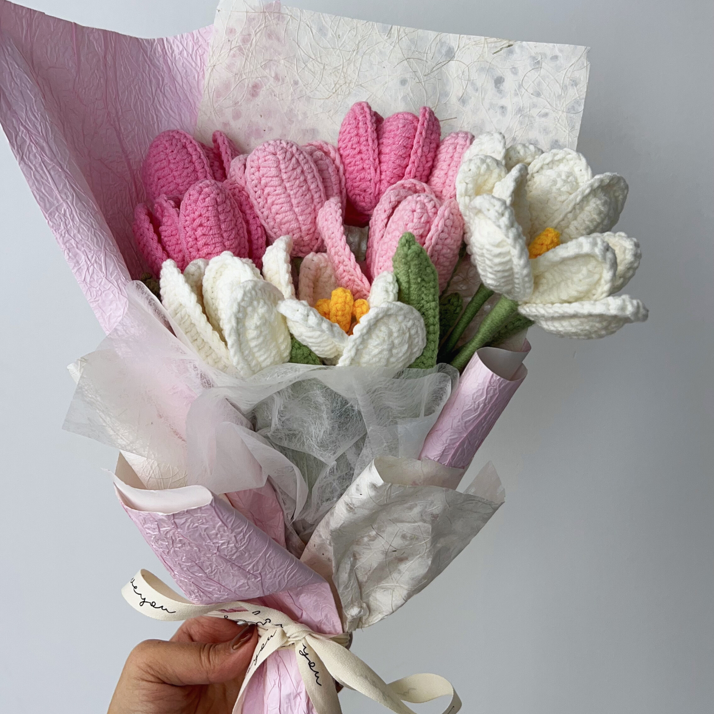 "Eternal Bloom" Hand-Crocheted Artisan Tulip Bouquet