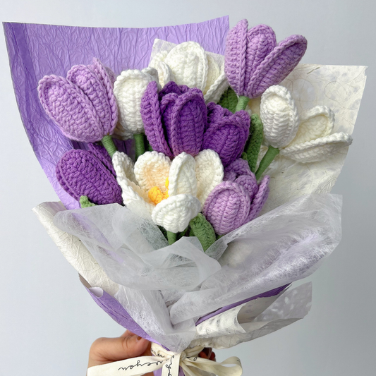 "Eternal Bloom" Hand-Crocheted Artisan Tulip Bouquet