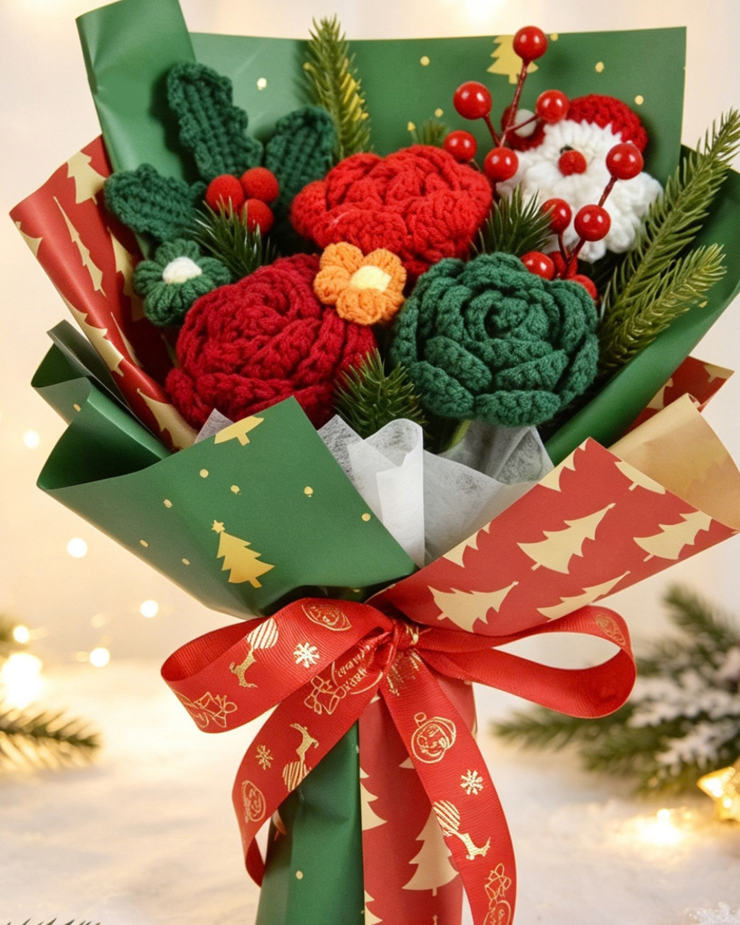 Christmas Crochet Bouquet | Santa & Teddy Bear