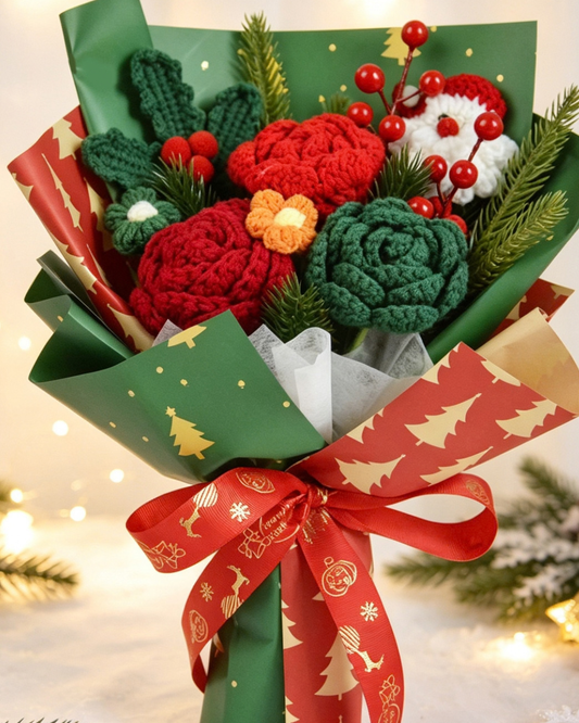 Christmas Crochet Bouquet | Santa & Teddy Bear