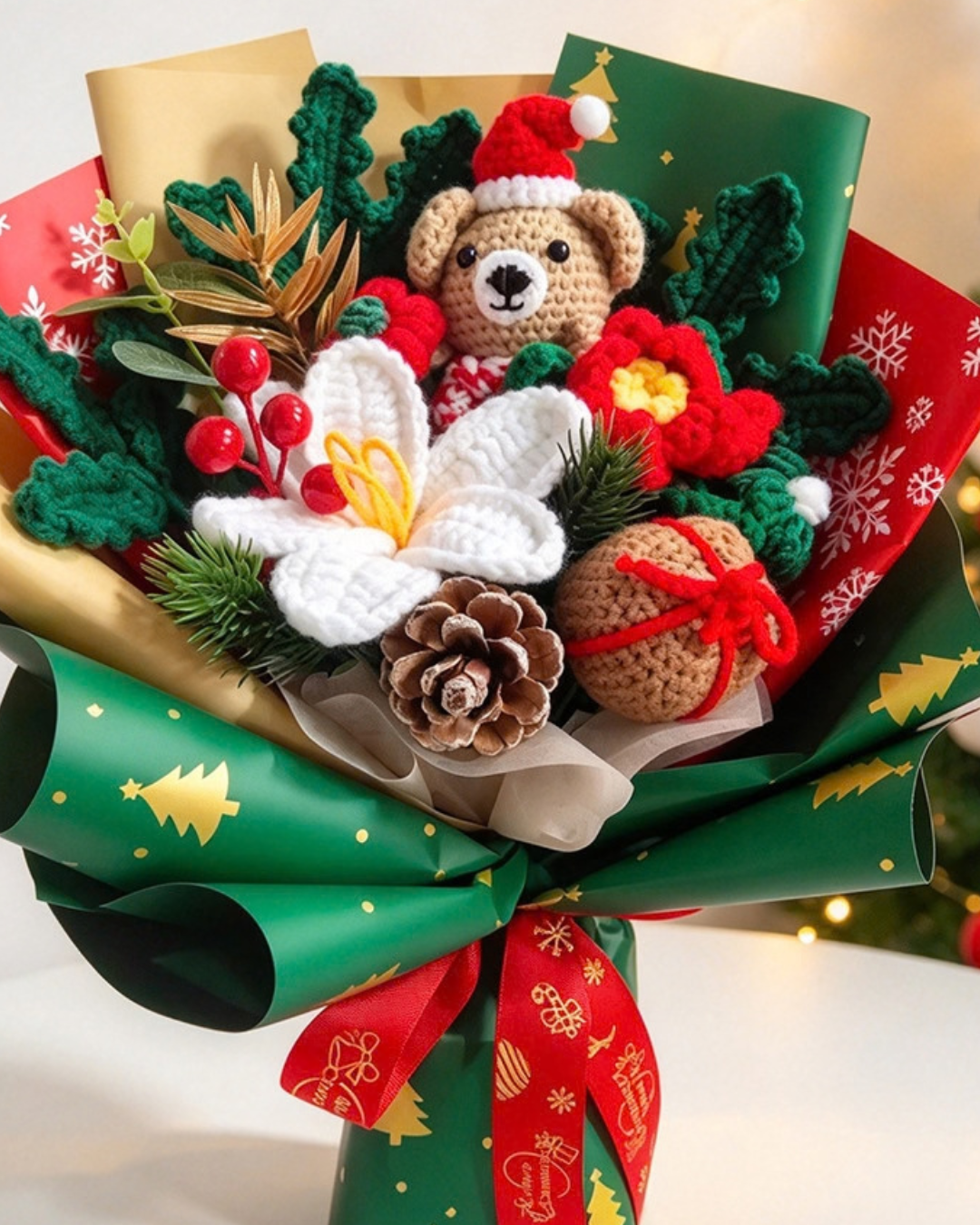 Christmas Crochet Bouquet | Santa & Teddy Bear