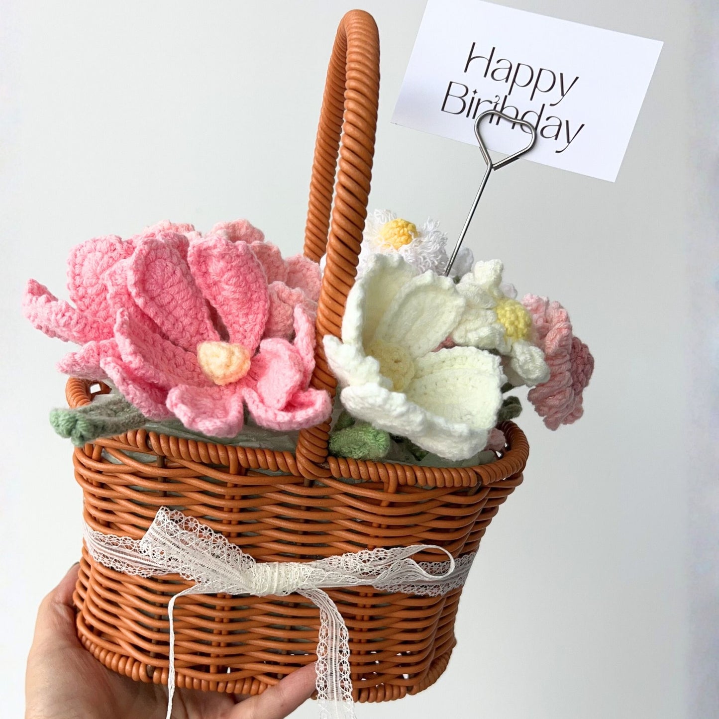 "Sun-Kissed Petals" Artisan Crochet Tulip Flower Basket