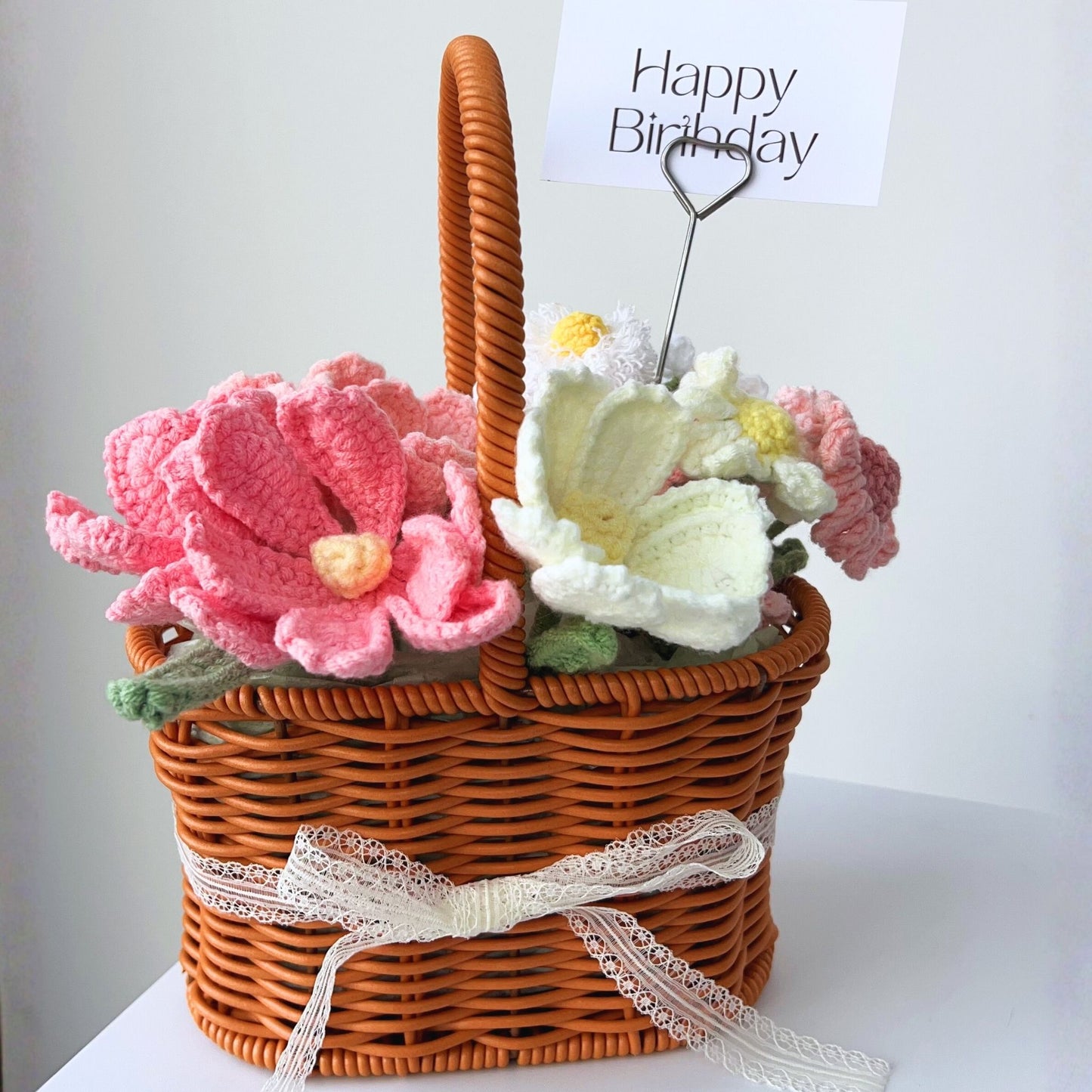 "Sun-Kissed Petals" Artisan Crochet Tulip Flower Basket