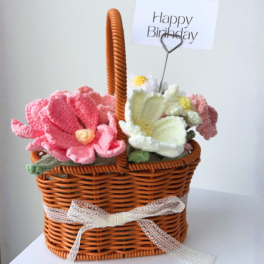 "Sun-Kissed Petals" Artisan Crochet Tulip Flower Basket