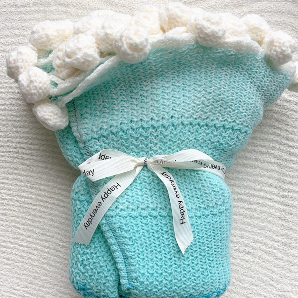 Azure Oasis Bouquet Blanket – Whimsical Blue Gradient Crochet Throw & Floral Gift