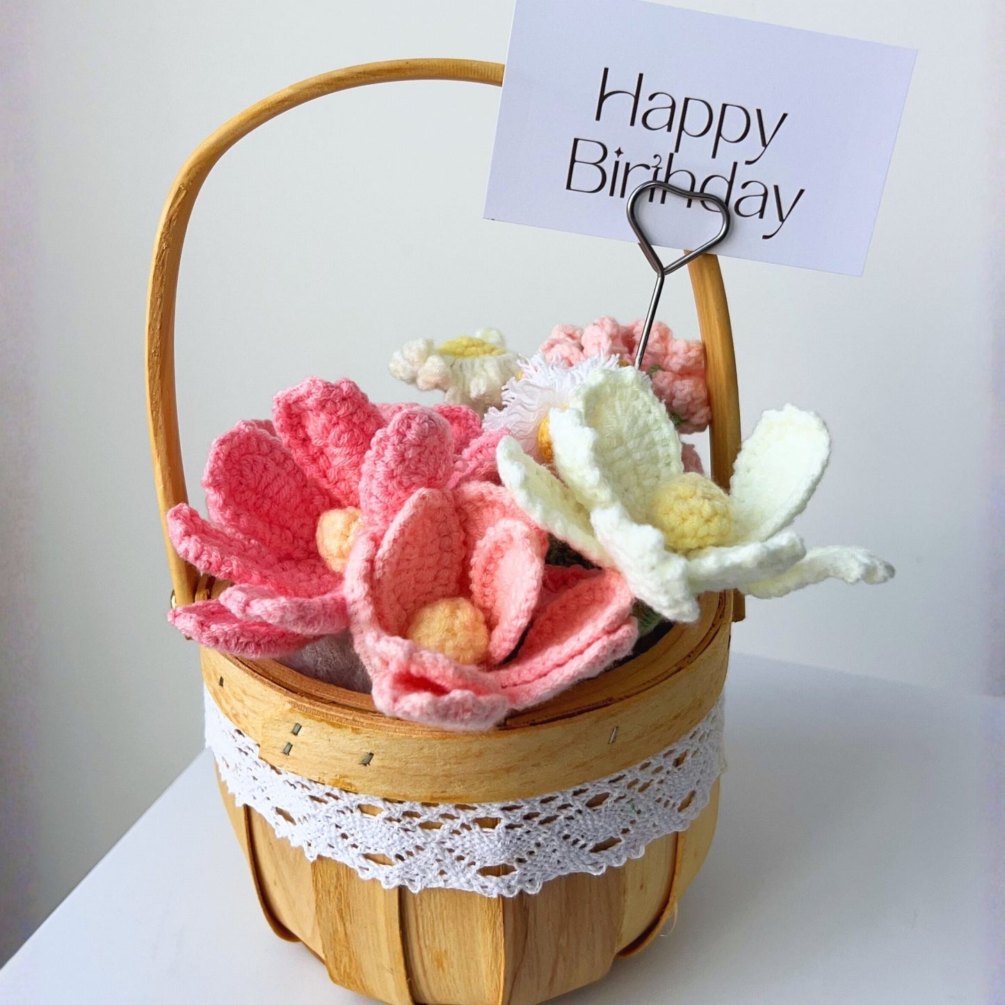 "Sun-Kissed Petals" Artisan Crochet Tulip Flower Basket