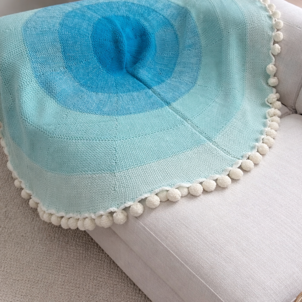 Azure Oasis Bouquet Blanket – Whimsical Blue Gradient Crochet Throw & Floral Gift