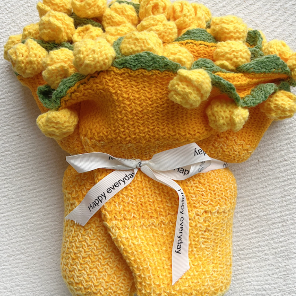 Azure Oasis Bouquet Blanket – Whimsical Blue Gradient Crochet Throw & Floral Gift