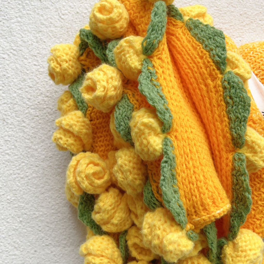 Azure Oasis Bouquet Blanket – Whimsical Blue Gradient Crochet Throw & Floral Gift