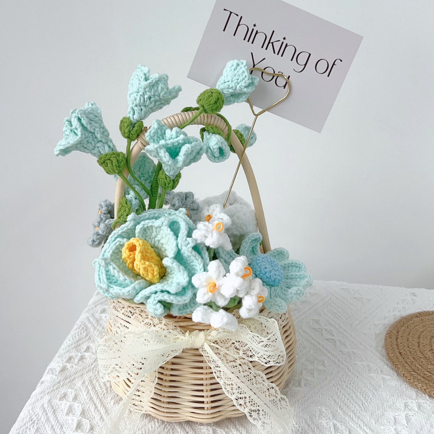 "Everlasting Love" Hand-Crochet Floral Basket