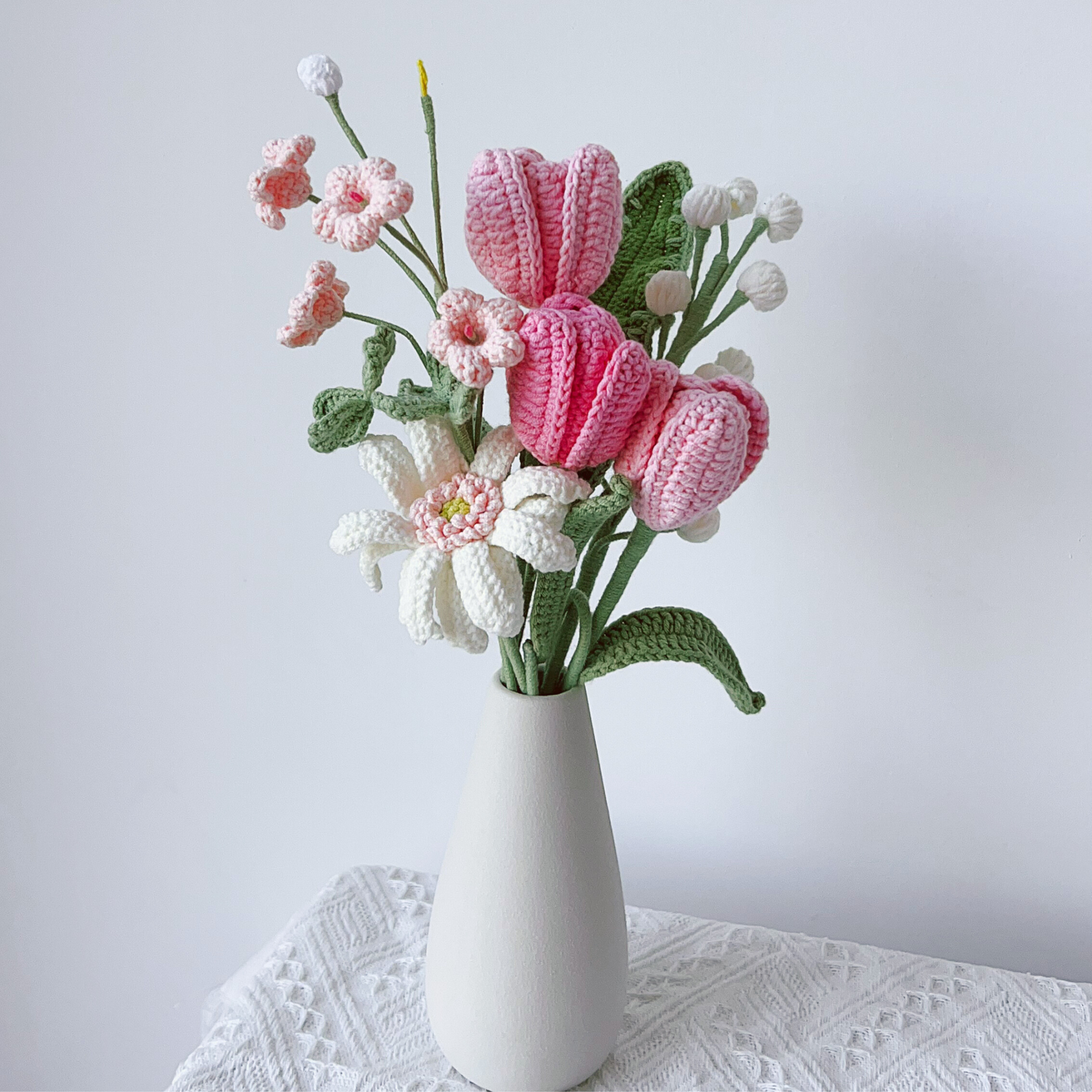 Design Your Own Pink Bouquet – Crochet Peony, Lily & Tulip Bouquet