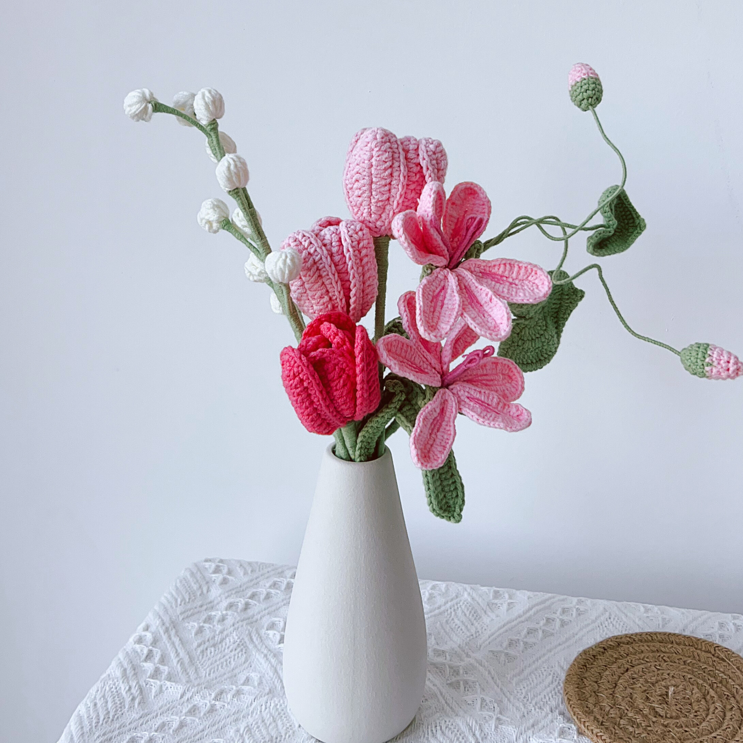 Design Your Own Pink Bouquet – Crochet Peony, Lily & Tulip Bouquet