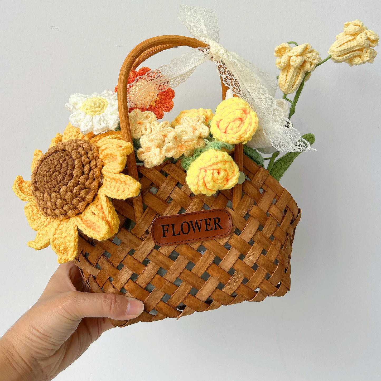 Sunny Meadow Handmade Crochet Flower Basket | Everlasting Sunflower Floral Gift