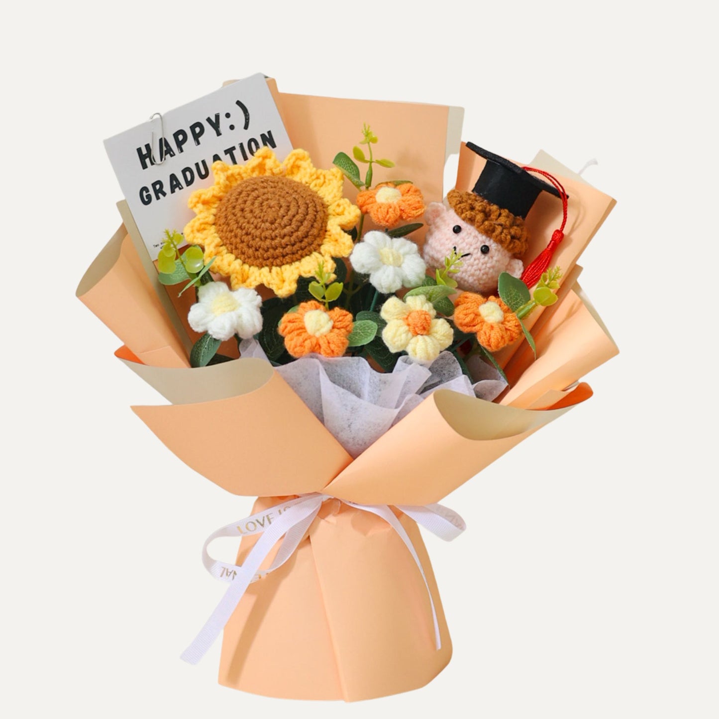 Graduation Crochet Bouquet – Handmade Sunflower & Graduation Doll