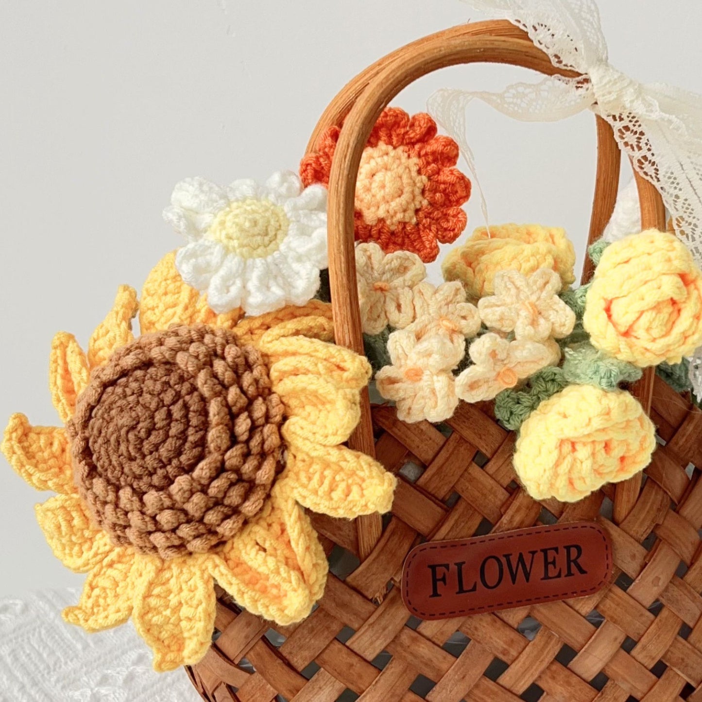Sunny Meadow Handmade Crochet Flower Basket | Everlasting Sunflower Floral Gift