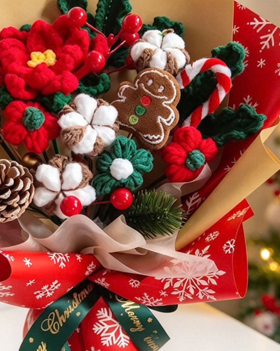 Gingerbread Wishes Christmas Crochet Bouquet