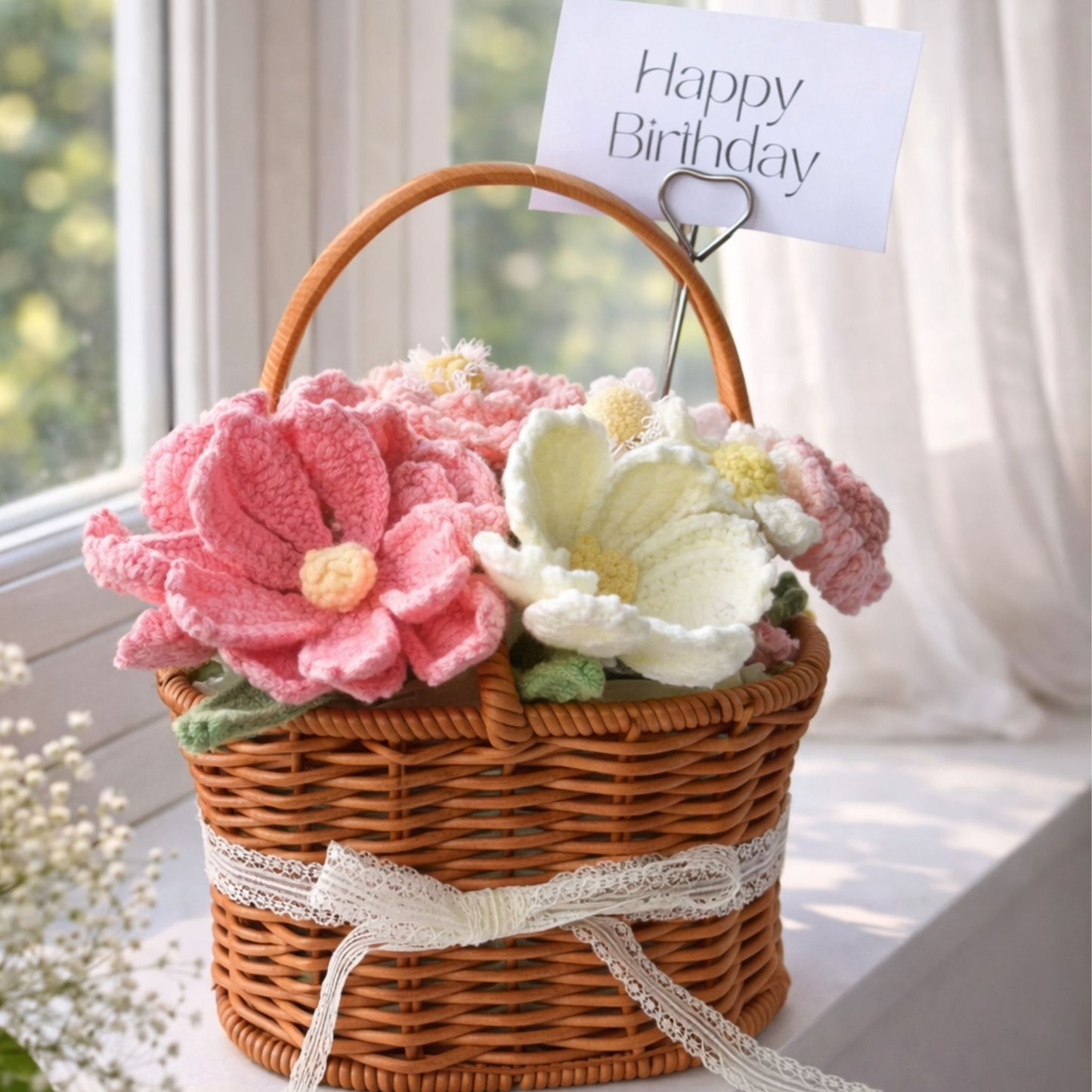 "Sun-Kissed Petals" Artisan Crochet Tulip Flower Basket